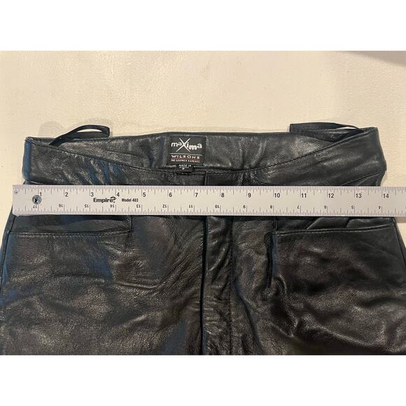 Y2K Wilsons Maxima Leather Pant Genuine Buttery Soft Sz 8 FIT Sz 4 6 Black Flare - Picture 3 of 6